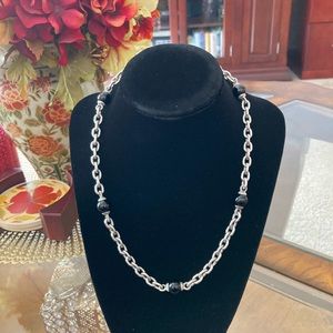 Pre-Loved Judith Ripka Sterling Silver Onyx Necklace